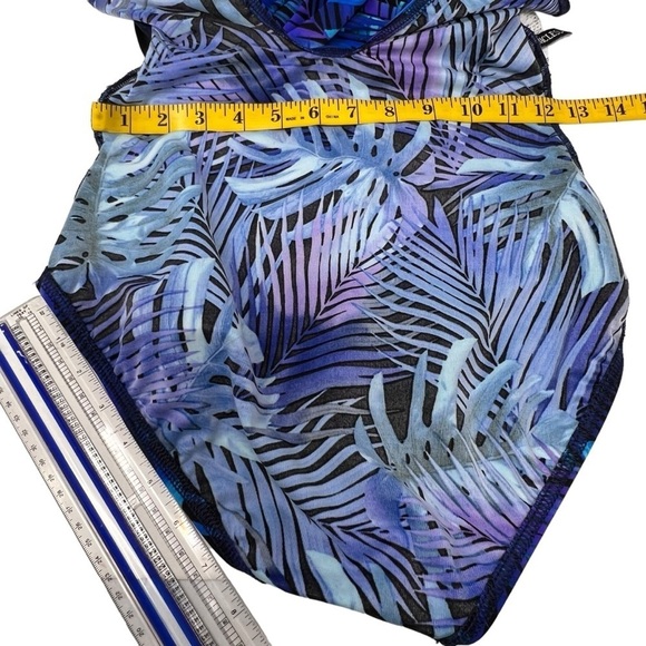 Miraclesuit Royal Palms Blue Swimsuit Size 10 Tropical Floral Print Underwire - Picture 11 of 12